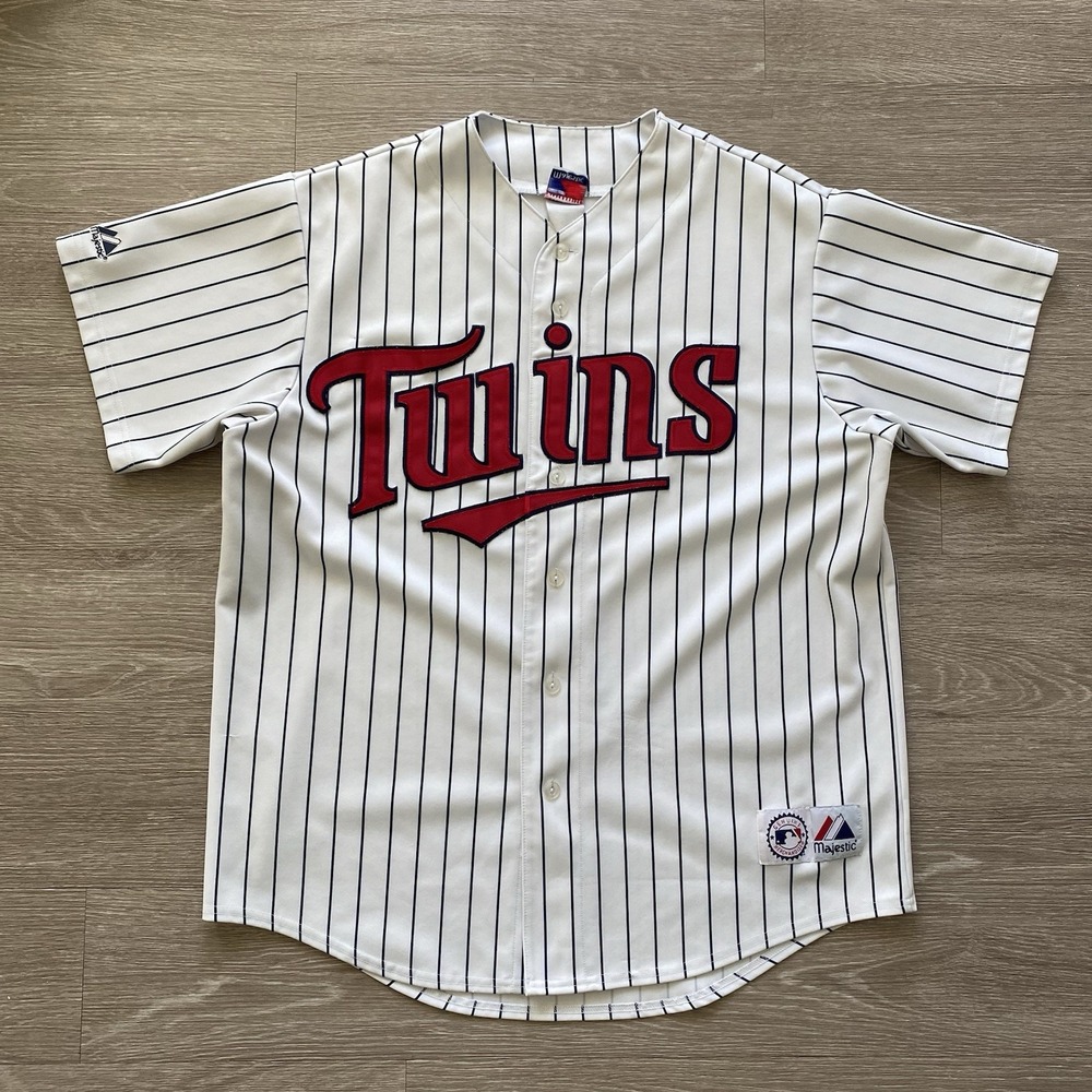 Vintage Majestic Minnesota Twins Baseball Jersey Men's XL White Pinstripe Sports